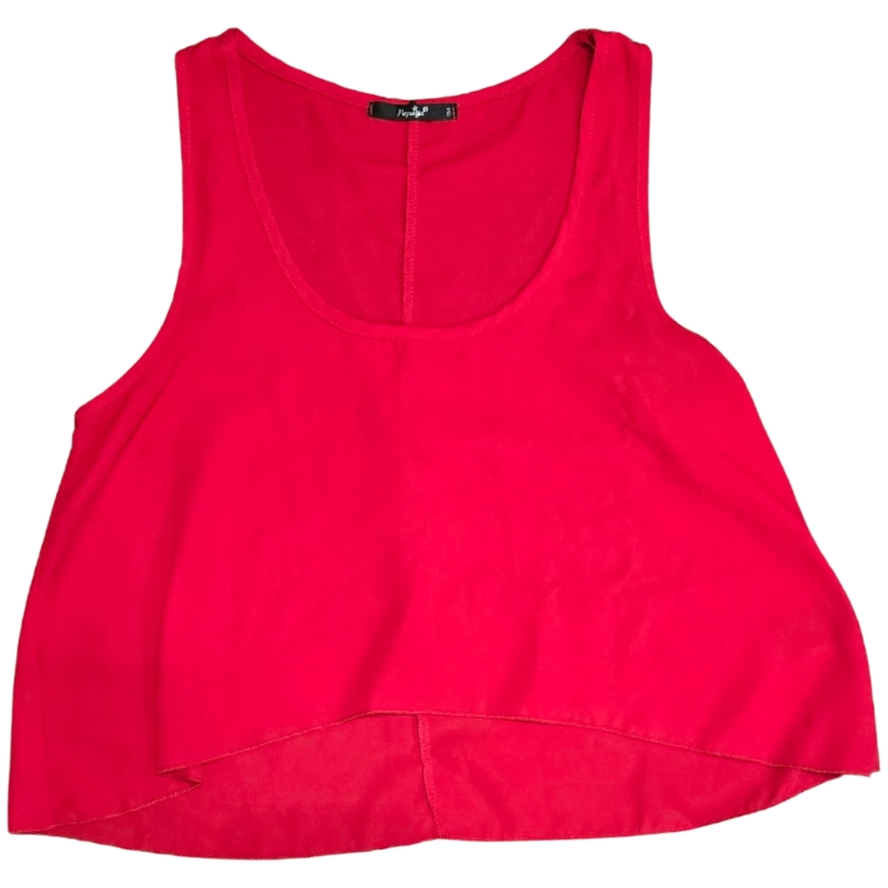 Papaya Red Sleeveless Crop Tank Top